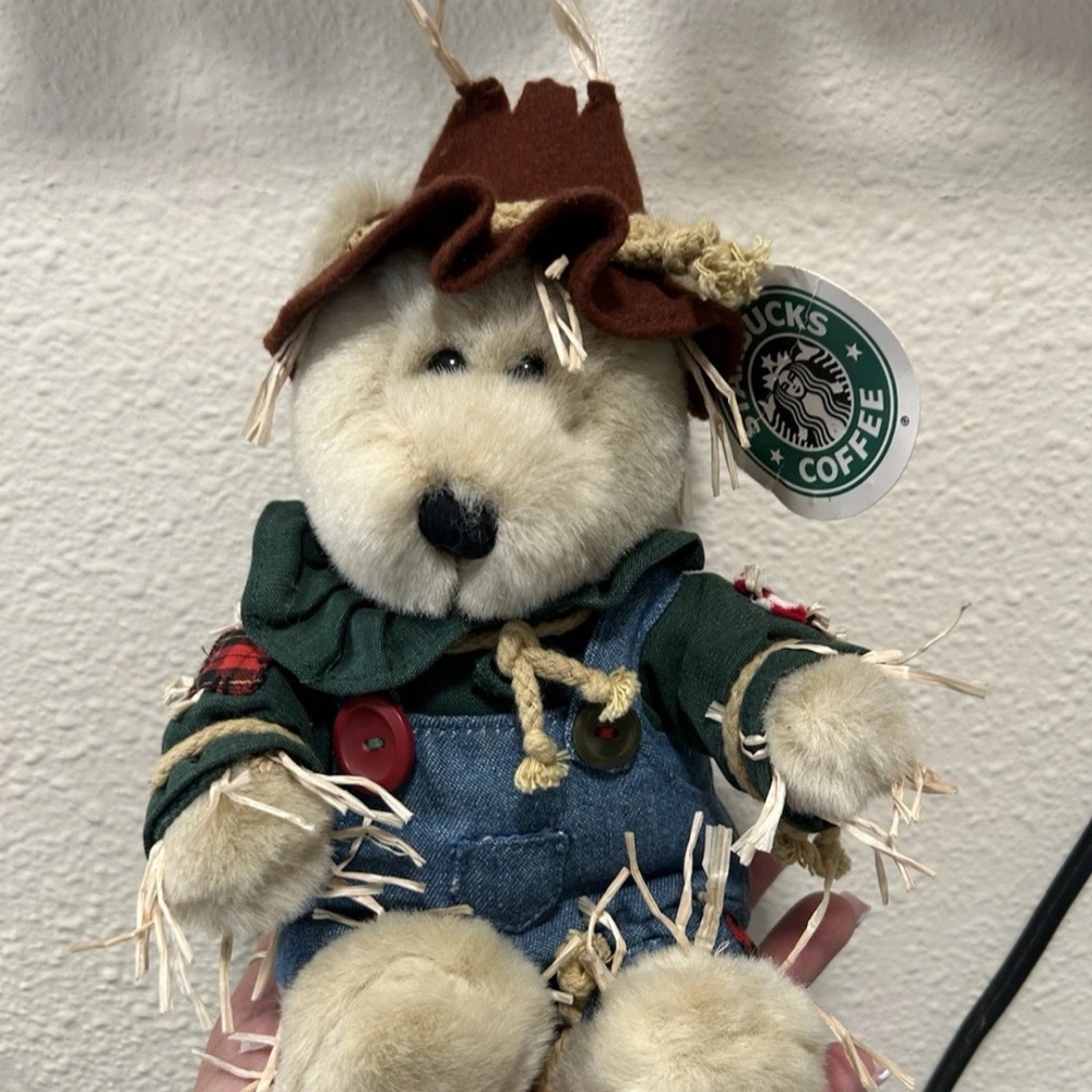 Starbucks Scarecrow Bear with Denim and Brown Hat